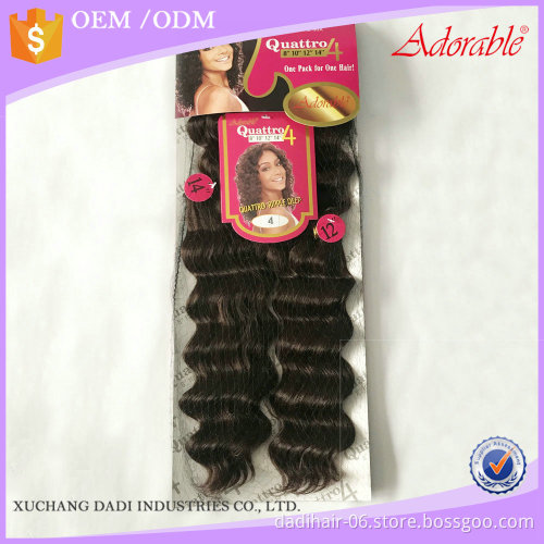 Adorable High temprature synthetic fiber ombre hair weave 4 bundles/set hair weave with closure Quattro ripple deep wave